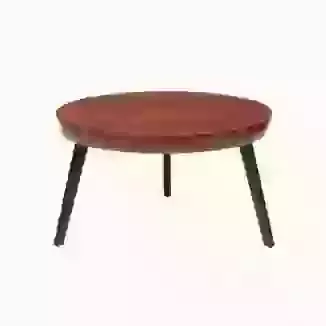 Round Coffee Table Walnut Veneer Top and Black Legs